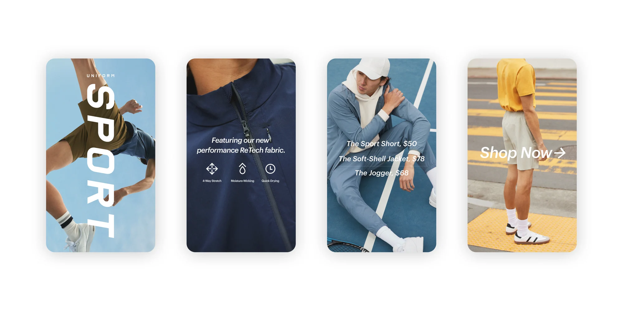 Uniform Sport mobile campaign layouts